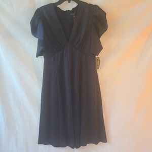 Alexa B Nites Rouch Sleeve Navy Dress